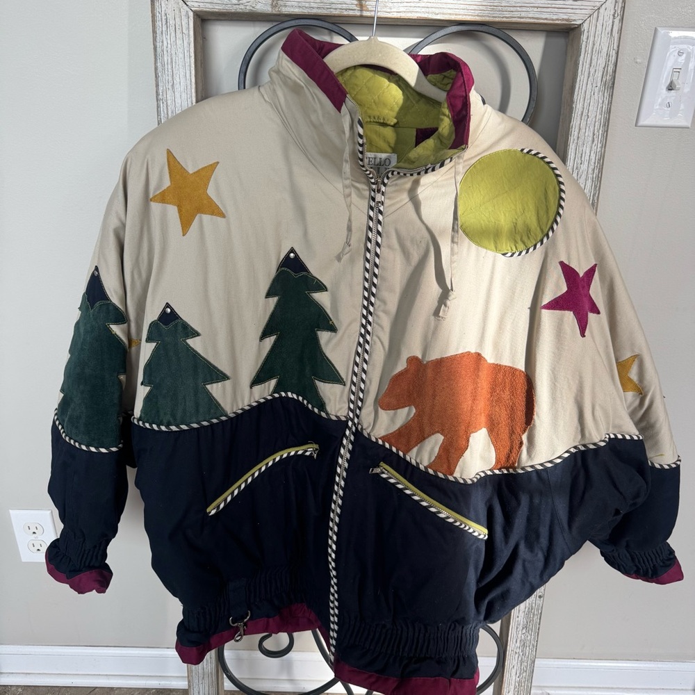Otello Pelle Vintage Leather Appliqué Wild Animals Jacket Korea‎ M